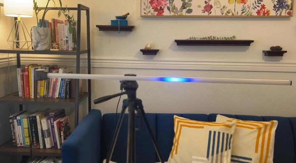 A light bar used for EMDR therapy set up in a comfortable office.